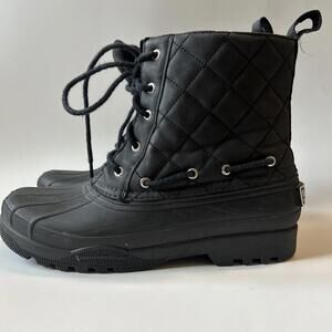 Sperry Top-Sider Womens 8 Gosling Waterproof Duck Boots Black Quilted STS83693